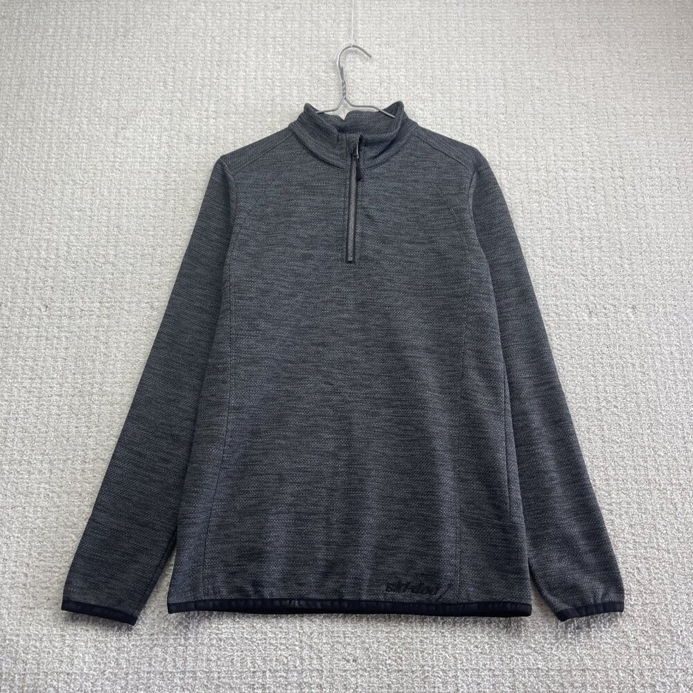 Ski Doo Bombardier BRP Mens Small 1/4 Zip Fleece Pullover Gray Zip Pockets